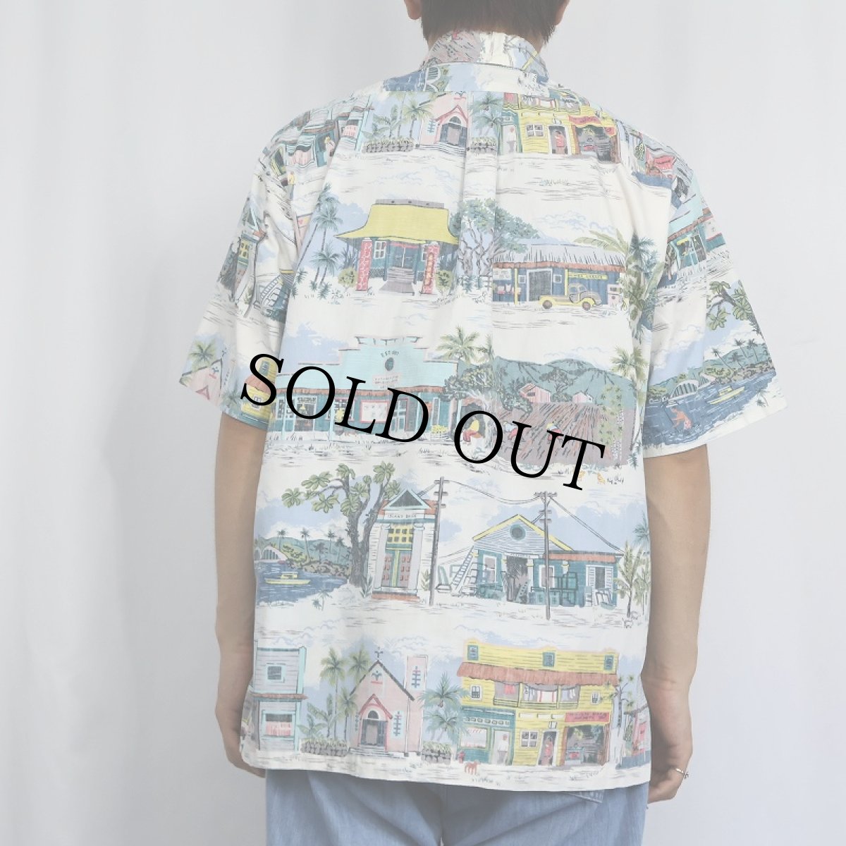 画像3: 90's Reyn Spooner 総柄 3点留め コットンボタンダウンシャツ L (3)