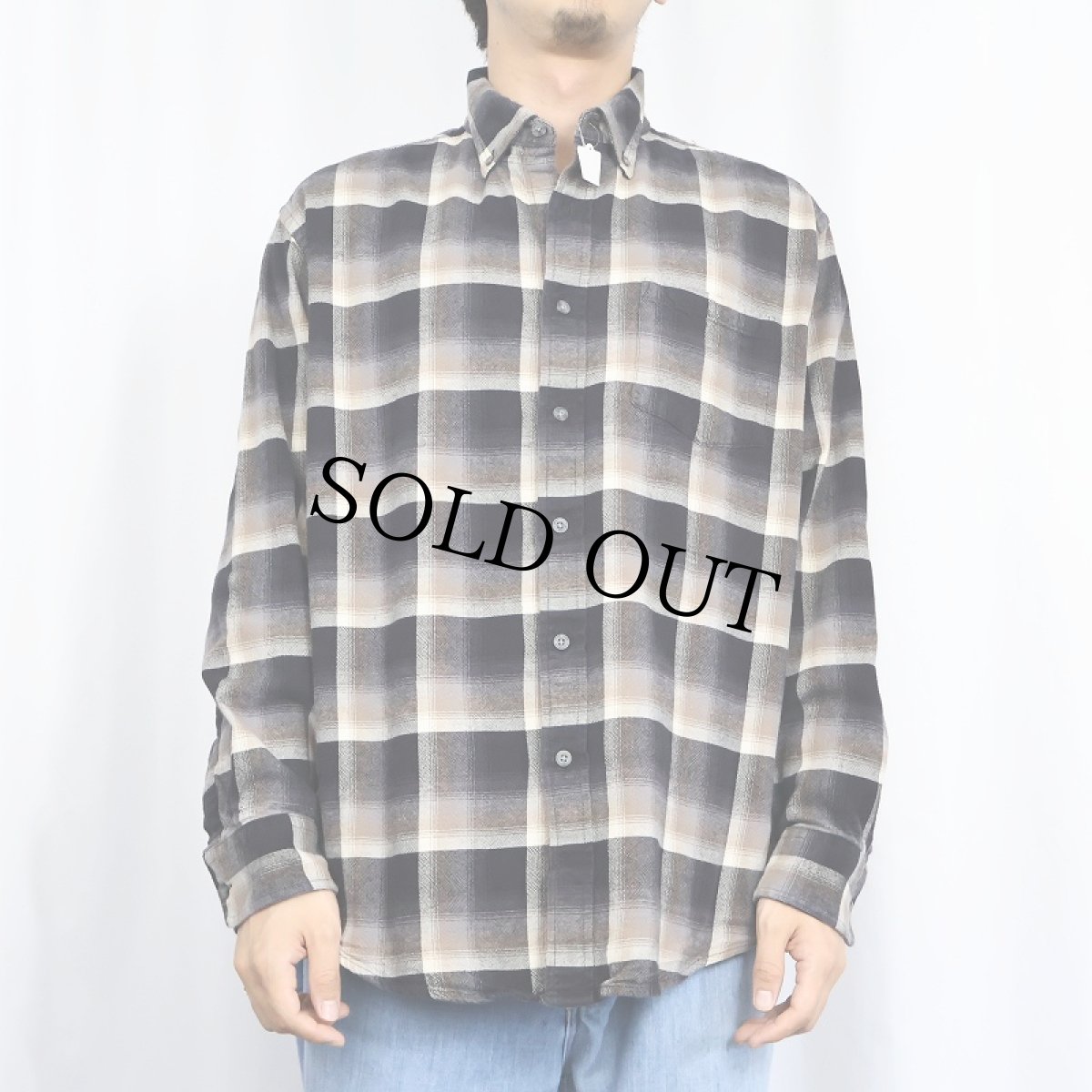 画像2: PENDLETON "MASON" オンブレーチェック柄 コットンボタンダウンシャツ L (2)