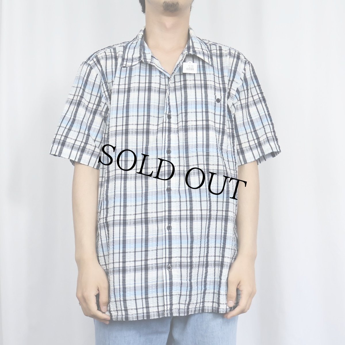 画像2: 2015SS Patagonia チェック柄 ポリエステル×コットンシャツ L (2)