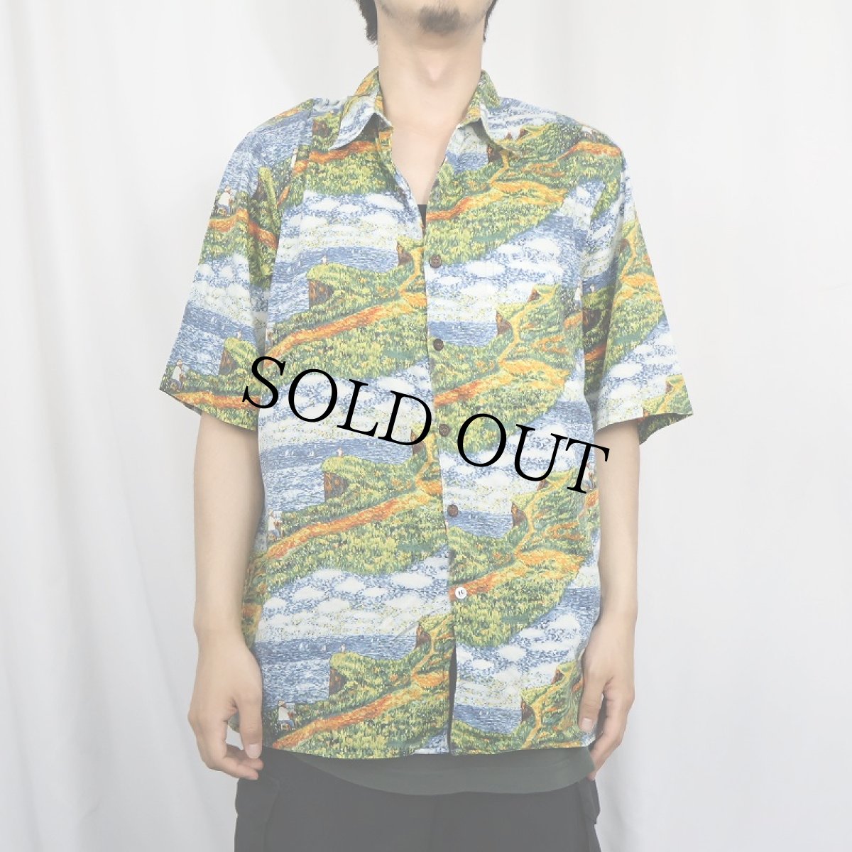 画像2: 90's Guy Buffet Collection by Reyn Spooner HAWAII製 アート柄 コットンシャツ L (2)