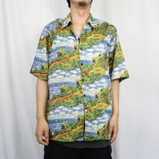 画像2: 90's Guy Buffet Collection by Reyn Spooner HAWAII製 アート柄 コットンシャツ L (2)