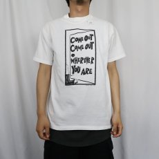 画像2: 90's DONT PANIC USA製 ”COME OUT..." プリントTシャツ L (2)