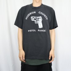 画像2: 90's USA製 "HUDSON COUNTY PISTOL RANG" 射撃場プリントTシャツ BLACK XL (2)
