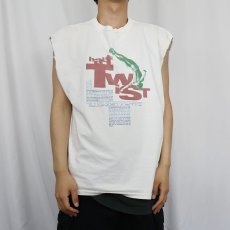 画像2: 90's GAP USA製 "half twist" カットオフスリーブ プリントTシャツ L (2)