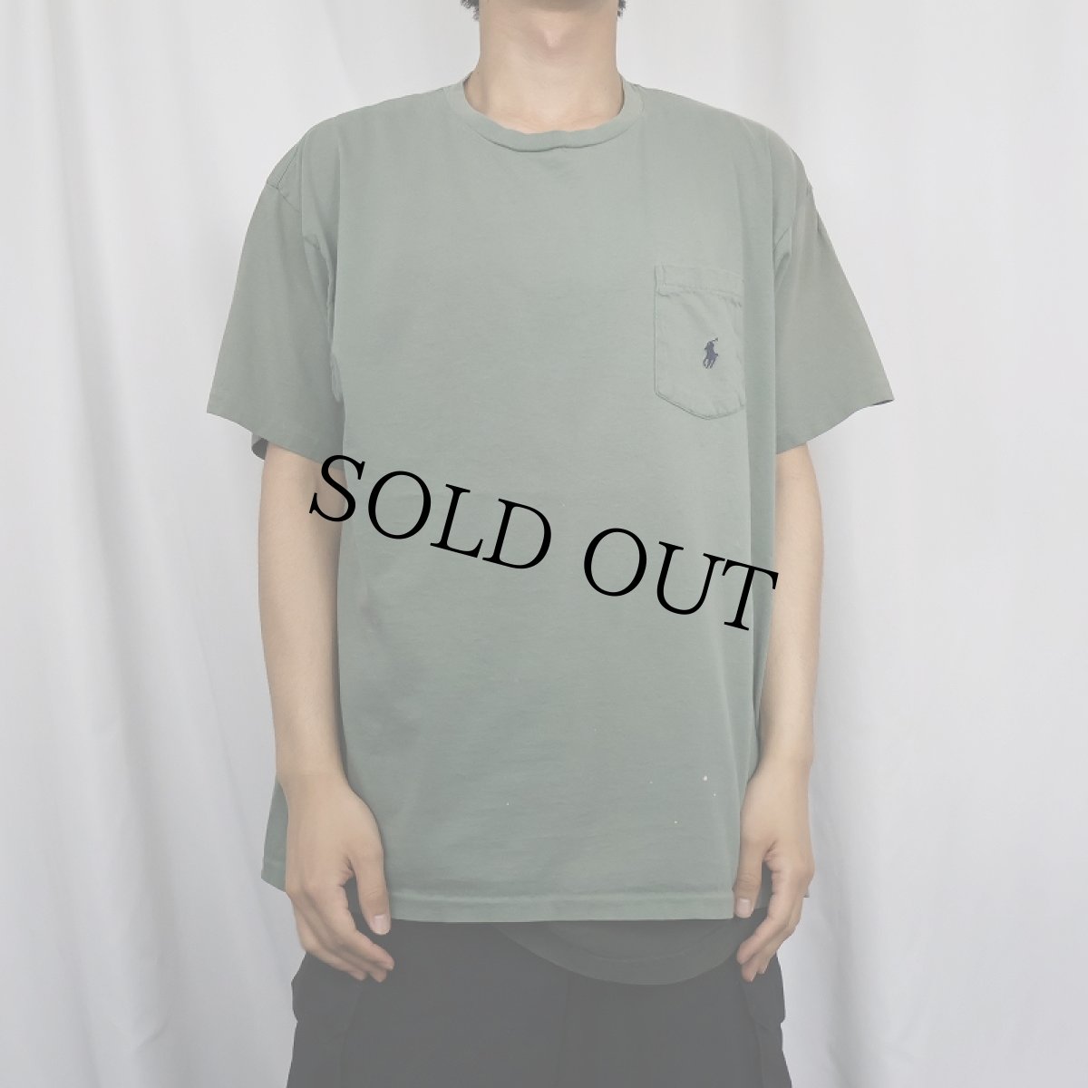 画像2: 90's POLO Ralph Lauren USA製 ロゴ刺繍 ポケットTシャツ L (2)