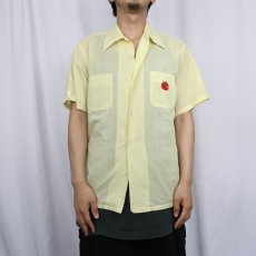 画像2: 70's Mr.California トマト刺繍 ポリエステル×コットンシャツ M (2)