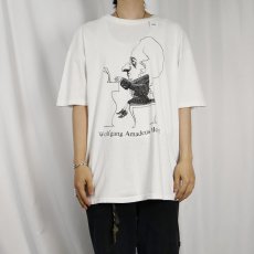 画像2: 90's LARGELY LITERARY USA製 "Wolfgang Amadeus Mozart" 音楽家 イラストプリントTシャツ XL (2)