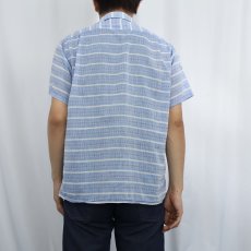 画像3: 50〜60's B.V.D. ストライプ柄×刺繍デザイン オープンカラーシャツ M (3)