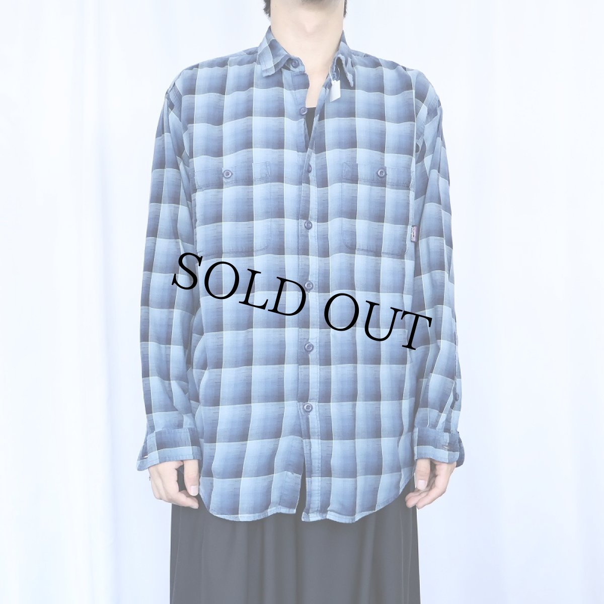 画像2: 2000's Patagonia "ORGANIC COTTON" オンブレーチェック柄コットンシャツ M (2)
