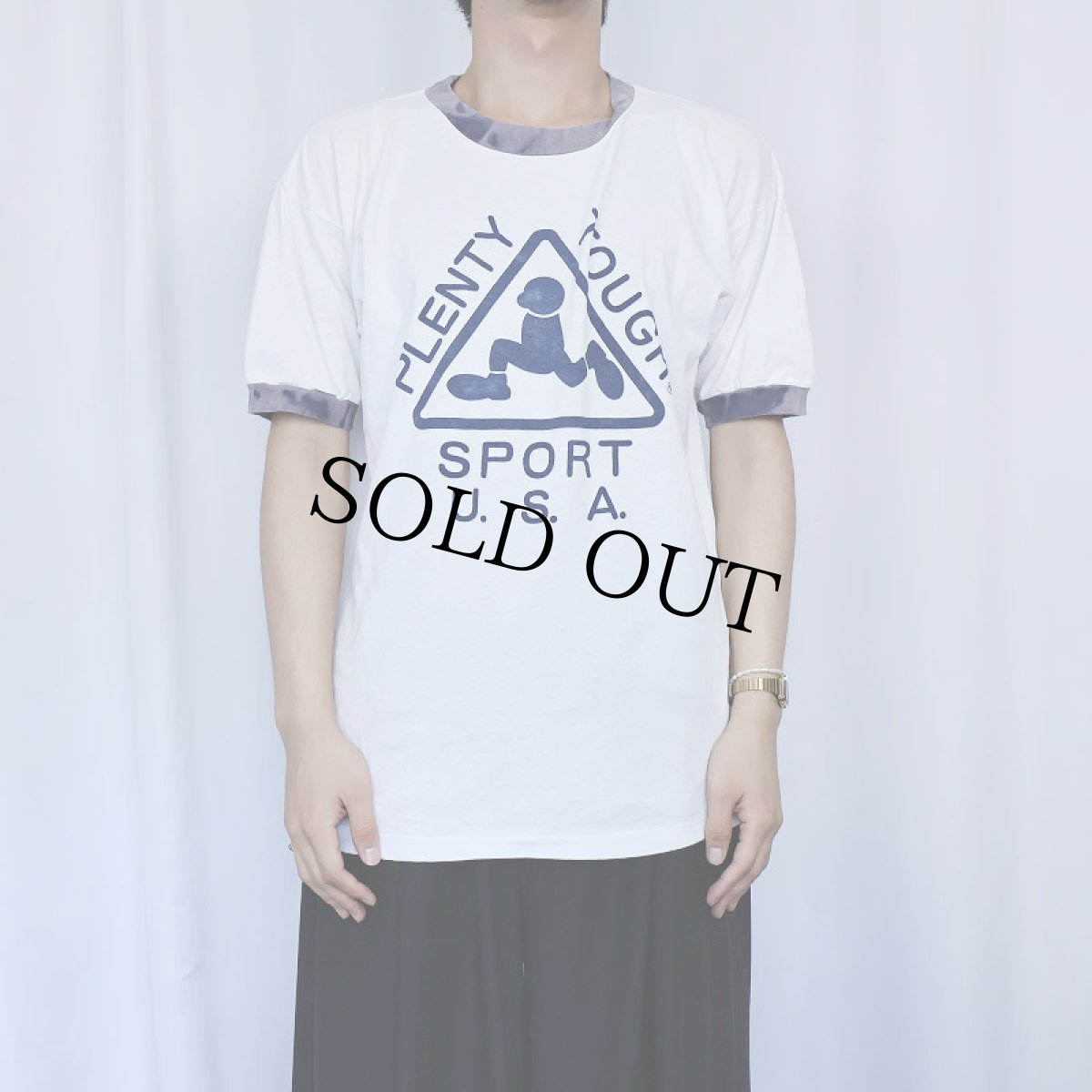 画像2: 90's PLNETY TOUGH SPORT  ロゴプリントリンガーTシャツ L (2)