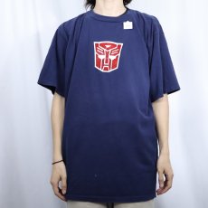 画像2: 90's Transformers アニメ フロッキープリントTシャツ NAVY (2)