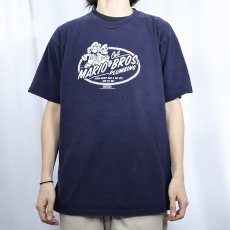画像2: 2003 Nintendo MARIO BROS. PLUMBING ゲームキャラクタープリントTシャツ NAVY (2)
