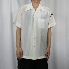 画像2: 60's King Louie "Brosch Bros" チェーン刺繍 ボーリングシャツ L (2)