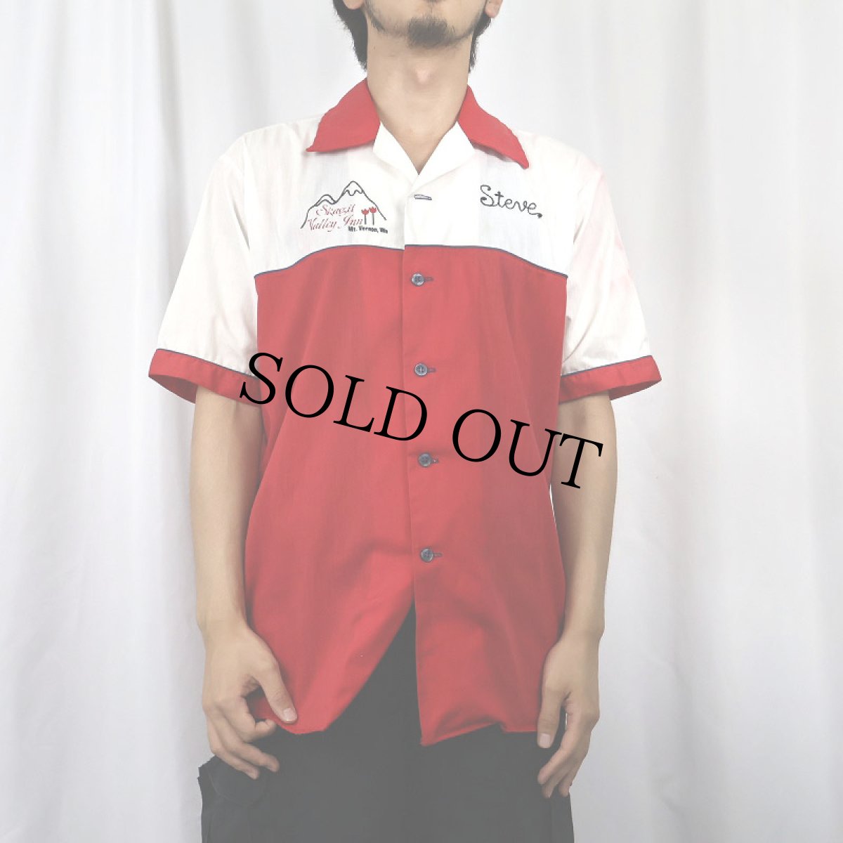 画像2: 70's King Louie USA製 チェーン刺繍 ボーリングシャツ M (2)