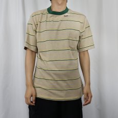 画像2: 70's ADMIT ONE ボーダー柄 ポリエステル×コットンTシャツ XL (2)