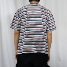 画像3: 90's BALE DYED ORIGINALS USA製 マルチボーダー柄 鹿の子Tシャツ L (3)