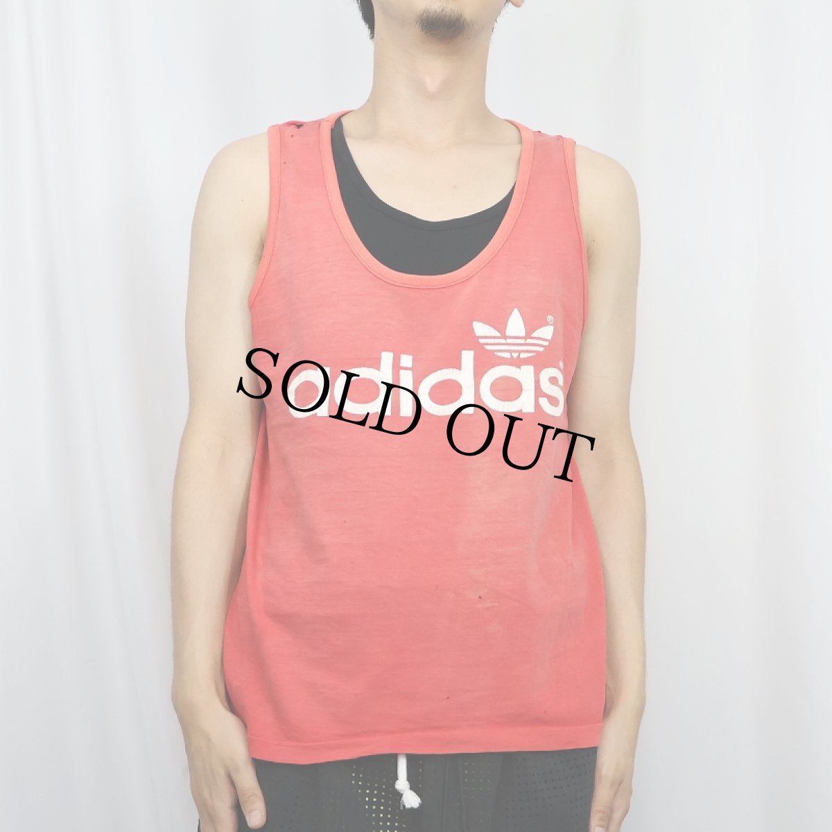 画像2: 80's adidas ロゴプリントタンクトップ L (2)