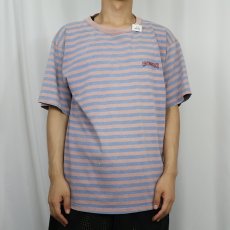 画像2: 90's Levi's "LEVI STRAUSS&CO" ボーダー柄 ロゴ刺繍Tシャツ  (2)