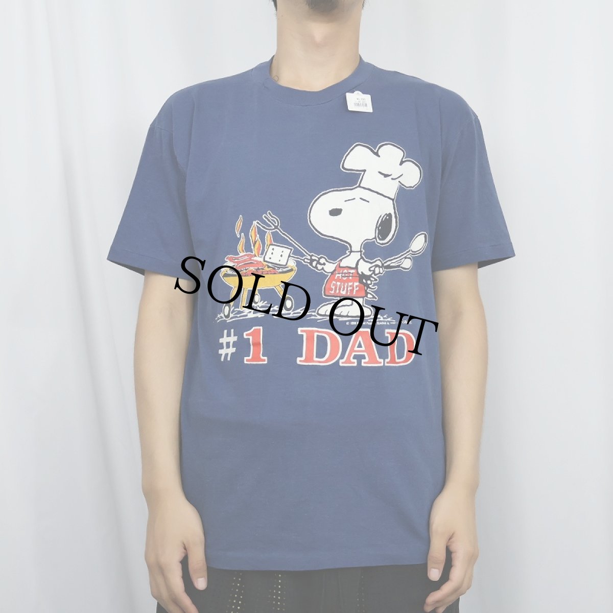 画像2: 80's SNOOPY "#1 DAD" キャラクタープリントTシャツ M (2)