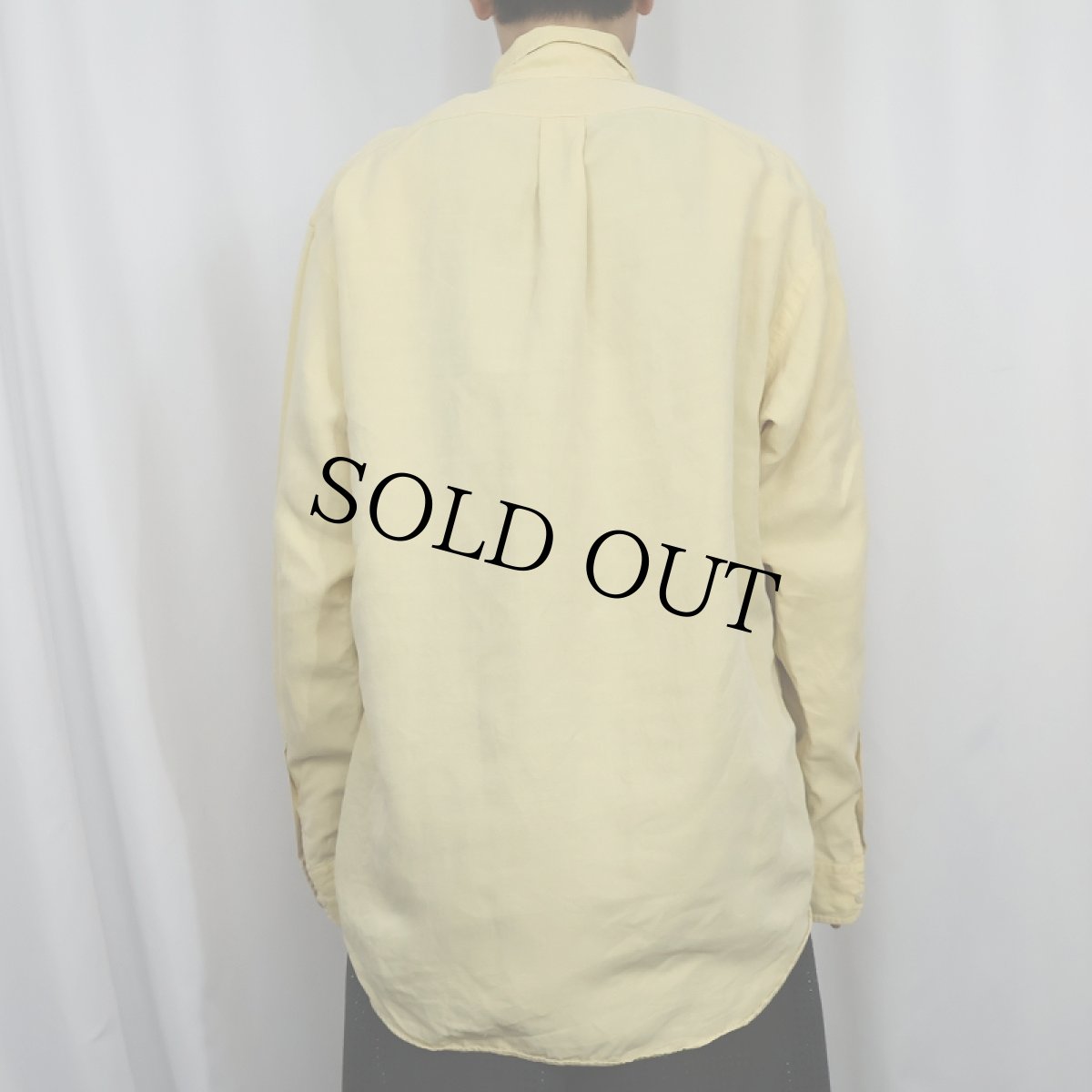 画像3: Ralph Lauren "BLAKE" ロゴ刺繍 シルク×リネンボタンダウンシャツ M (3)