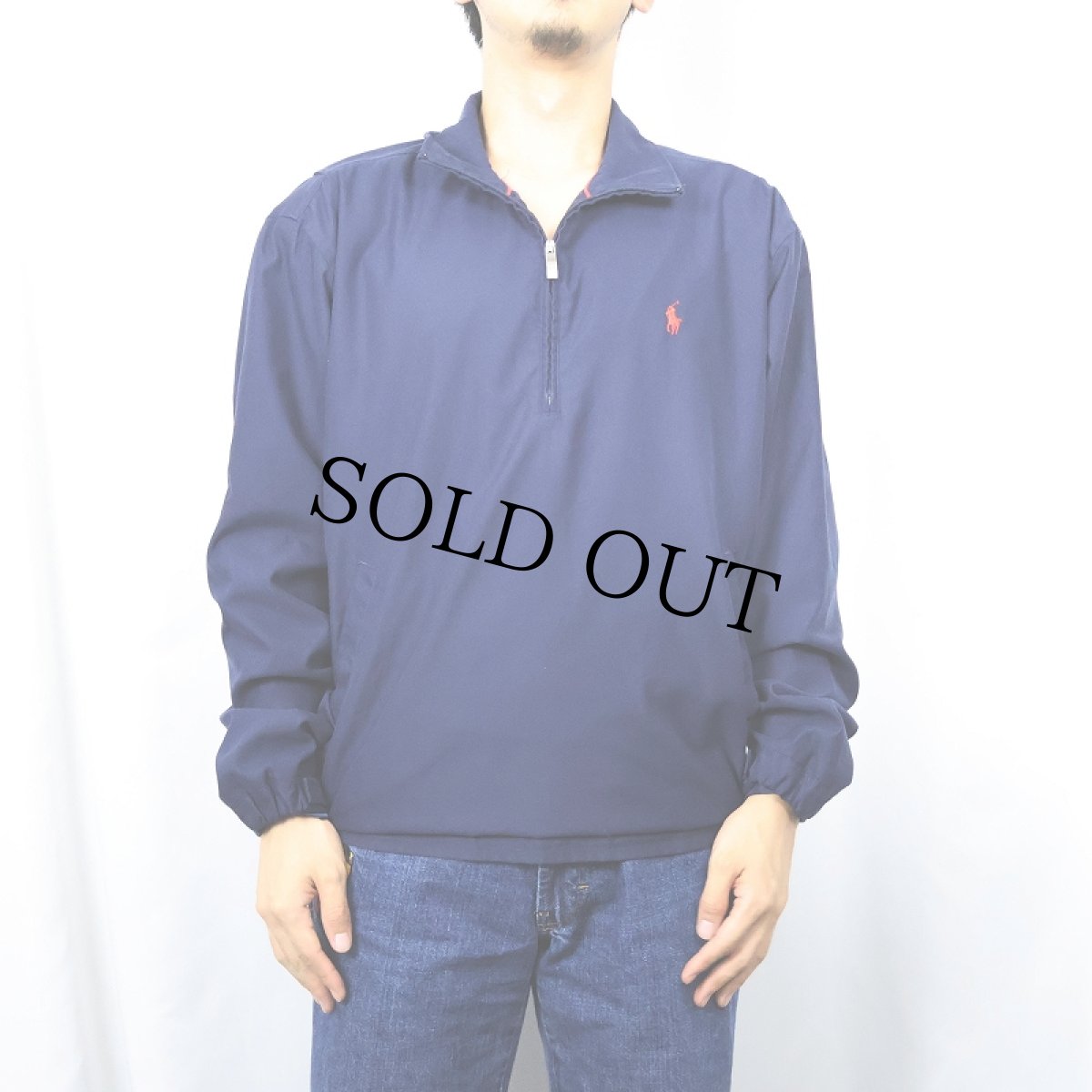 画像2: POLO Ralph Lauren ハーフジップ プルオーバージャケット NAVY M (2)