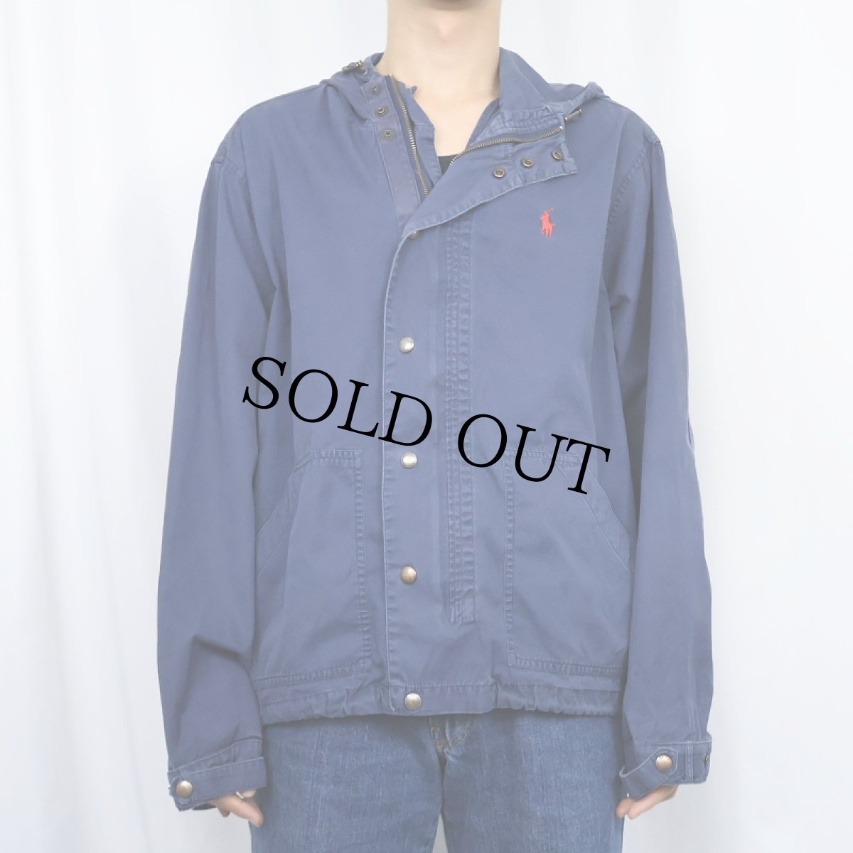 画像2: POLO Ralph Lauren エルボーパッチ付き コットンフパーカー L (2)