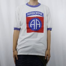 画像2: 80〜90's USA製 " U.S. ARMY 82nd AIR BORNE" 空挺師団 プリントリンガーTシャツ XL (2)