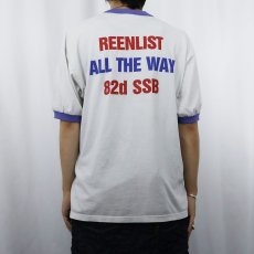 画像3: 80〜90's USA製 " U.S. ARMY 82nd AIR BORNE" 空挺師団 プリントリンガーTシャツ XL (3)