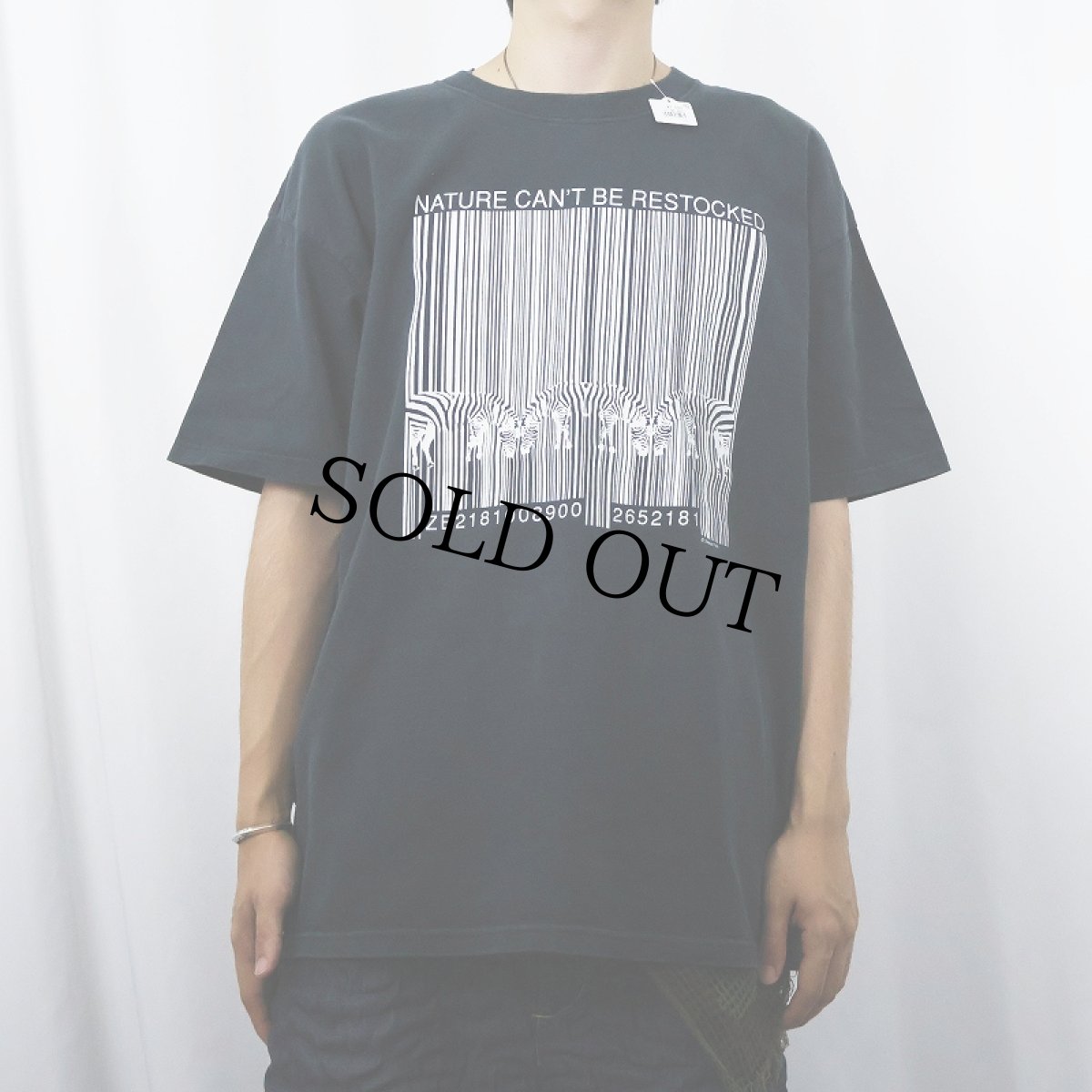 画像2: "NATURE CAN'T BE RESTOCKED" シマウマプリントTシャツ BALCK XL (2)
