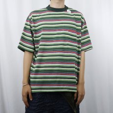 画像2: 70's MOJAVE マルチボーダー柄 ポケットTシャツ XL (2)