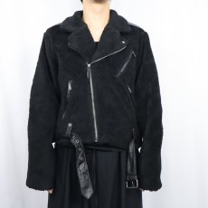 画像2: POLO Ralph Lauren "Double Riders Type" ボアライダースジャケット BLACK L タグ付き未使用 (2)