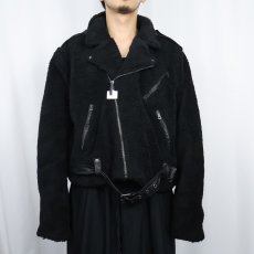 画像2: POLO Ralph Lauren "Double Riders Type" ボアライダースジャケット BLACK XXL タグ付き未使用 (2)