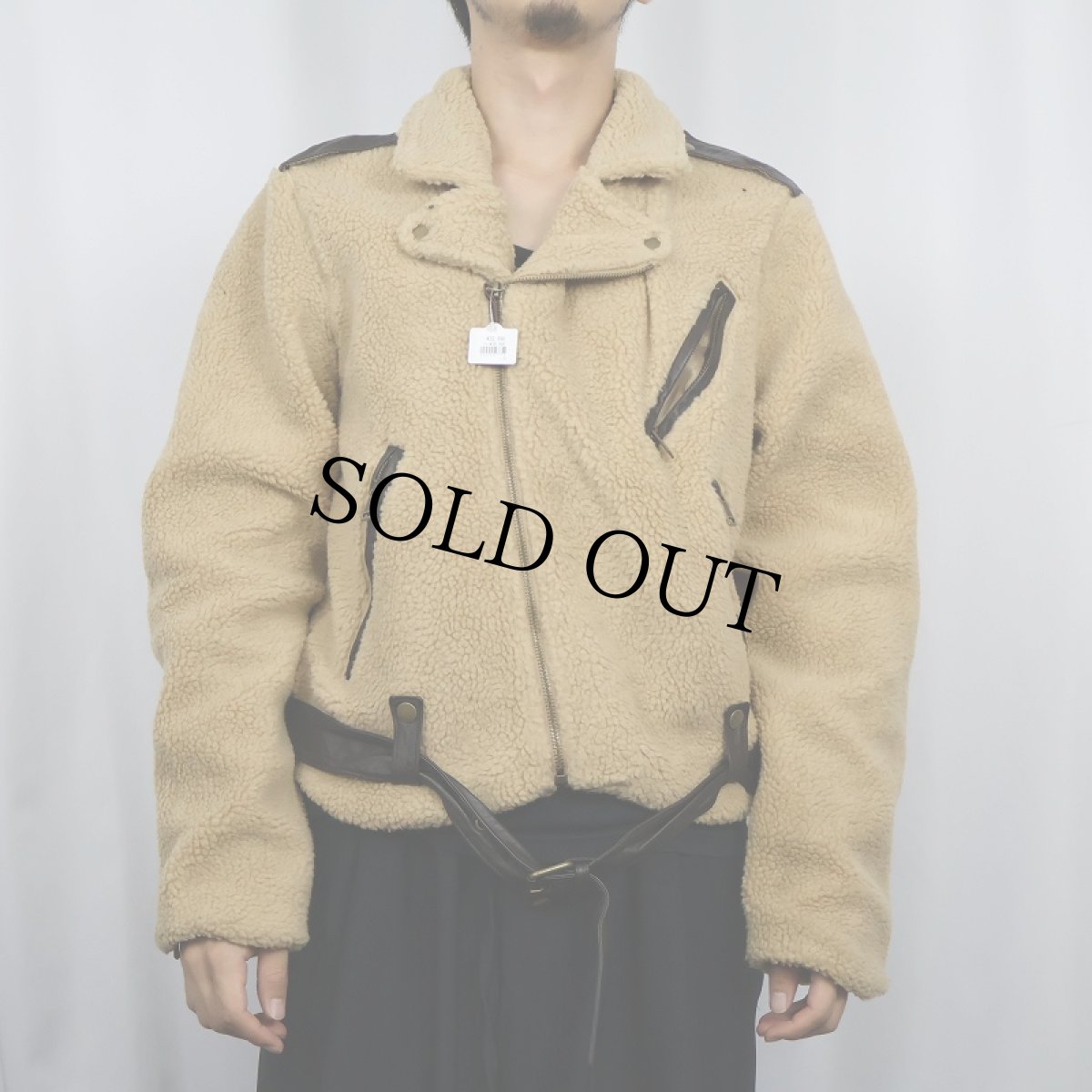 画像2: POLO Ralph Lauren "Double Riders Type" ボアライダースジャケット L (2)