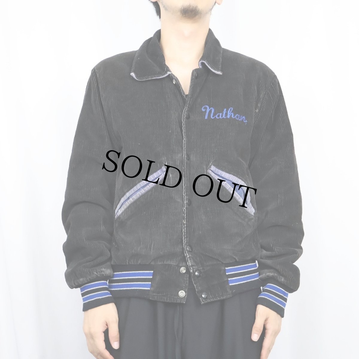 画像3: 70〜80's DeLong USA製 "nathan" 刺繍 中綿入り コーデュロイスタジャン S (3)