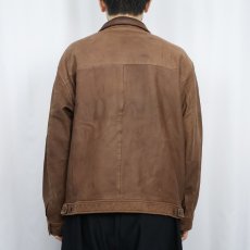 画像3: POLO Ralph Lauren ロゴ刺繡 チンスト付き レザージャケット BROWN L (3)