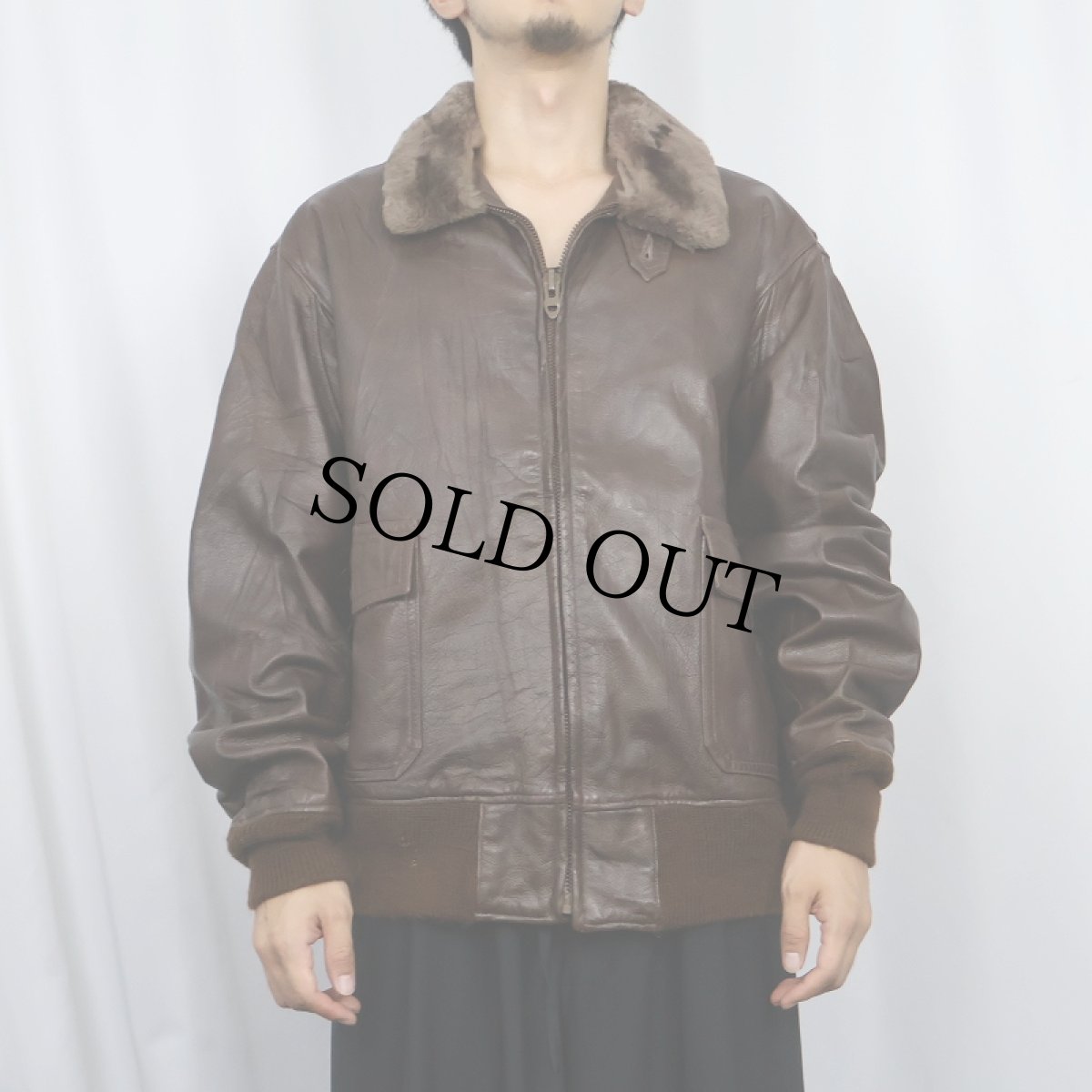 画像2: 60〜70's Dunham's OF MARINE "G-1 TYPE" レザーフライトジャケット BROWN SIZE46 (2)