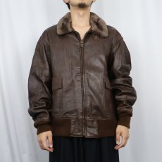 画像2: 60〜70's Dunham's OF MARINE "G-1 TYPE" レザーフライトジャケット BROWN SIZE46 (2)