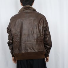 画像3: 60〜70's Dunham's OF MARINE "G-1 TYPE" レザーフライトジャケット BROWN SIZE46 (3)