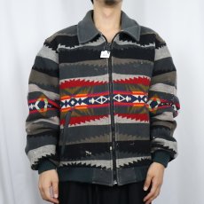 画像2: 90's PENDLETON ネイティブ柄 ウールジップジャケット XL (2)