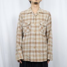 画像2: 50's Pendleton オンブレーチェック柄 オープンカラーウールシャツ XL (2)