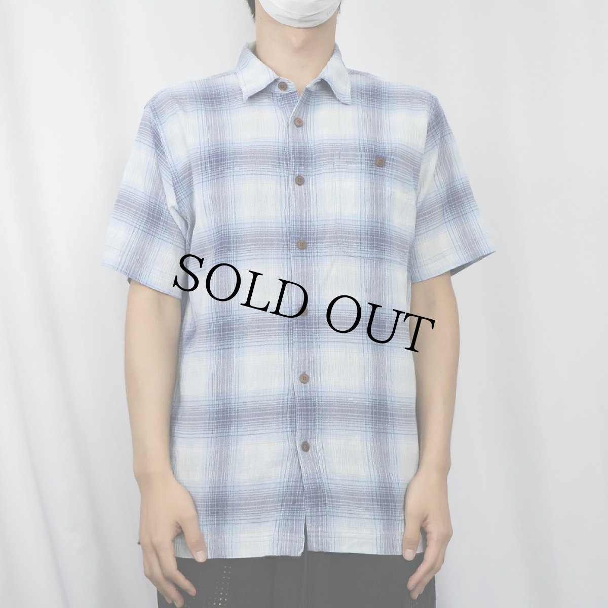 画像2: 2018SS Patagonia "ORGANIC COTTON" オンブレーチェック柄 ちりめんシャツ M (2)