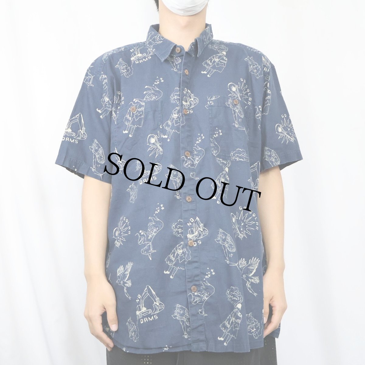 画像2: 2018AW Patagonia 総柄 ヘンプ×オーガニックコットン バックステップシャツ XL (2)