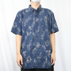 画像2: 2018AW Patagonia 総柄 ヘンプ×オーガニックコットン バックステップシャツ XL (2)