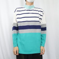画像2: 90's Eddie Bauer ボーダー柄 モックネックロンT L  (2)