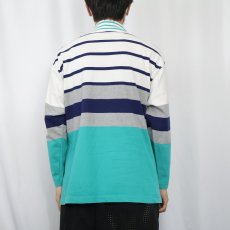 画像3: 90's Eddie Bauer ボーダー柄 モックネックロンT L  (3)