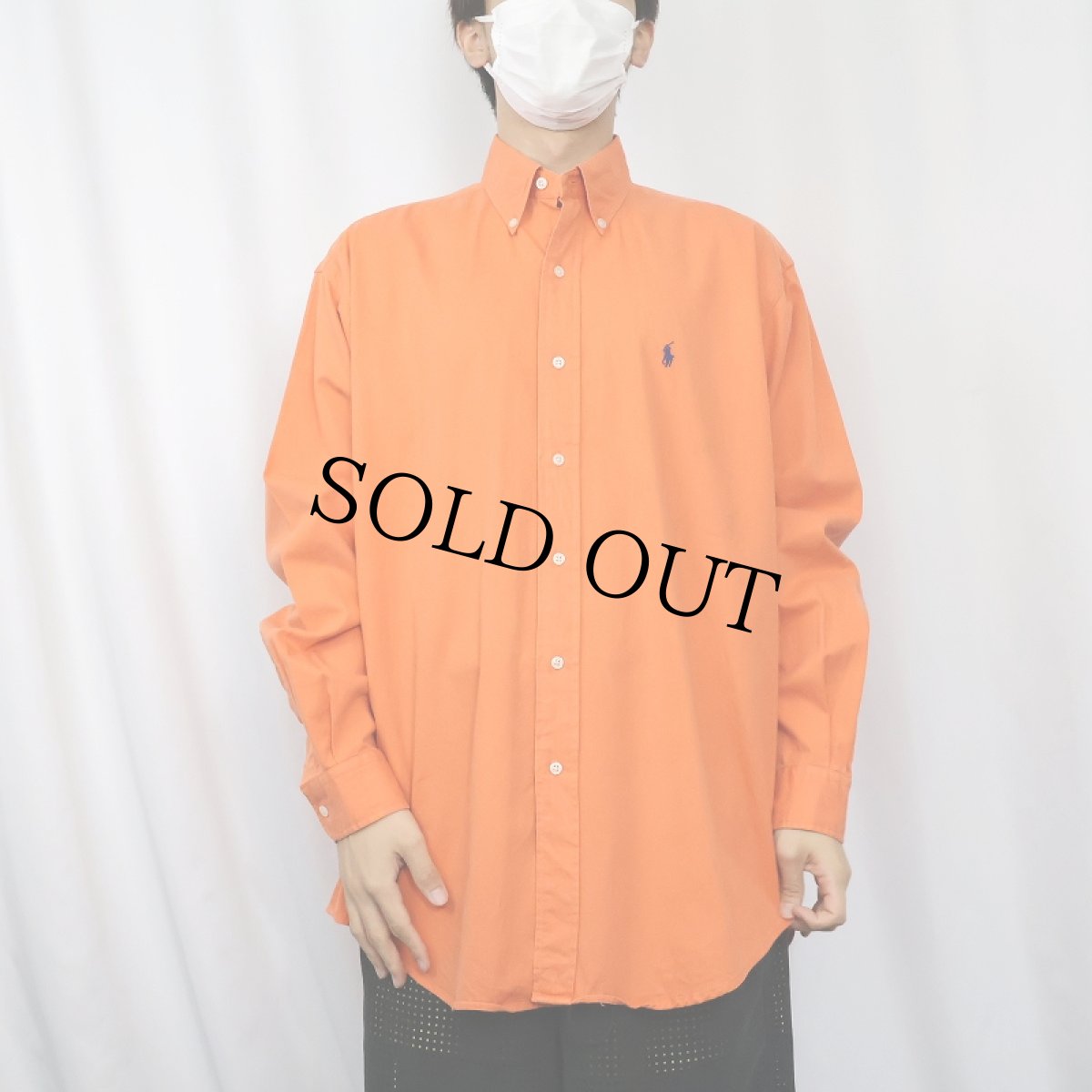 画像2: Ralph Lauren "BLAKE" ロゴ刺繍 コットンボタンダウンシャツ M (2)