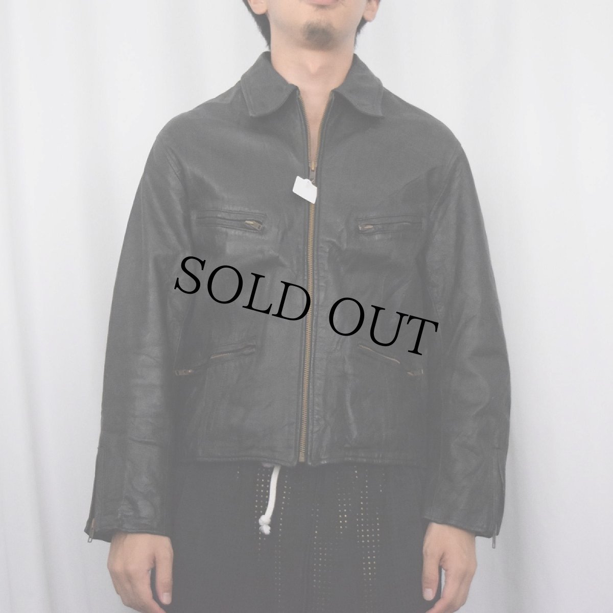 画像2: 〜80's キルティングライナー レザージャケット BLACK (2)