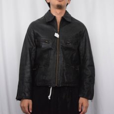 画像2: 〜80's キルティングライナー レザージャケット BLACK (2)