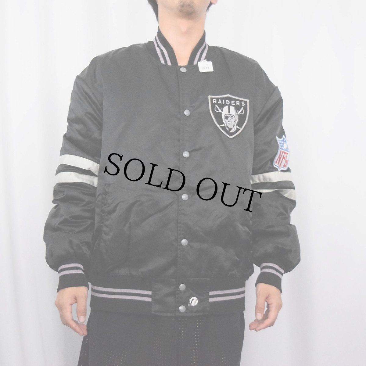 画像2: 80's NFL RAIDERS CANADA製 フットボールチーム ナイロンスタジャン XXXL (2)