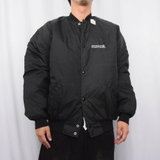 画像2: 〜90's Line one CANADA製 "MAXELL" 企業ロゴ刺繍入り キルティングライナー ナイロンスタジャン BLACK L (2)